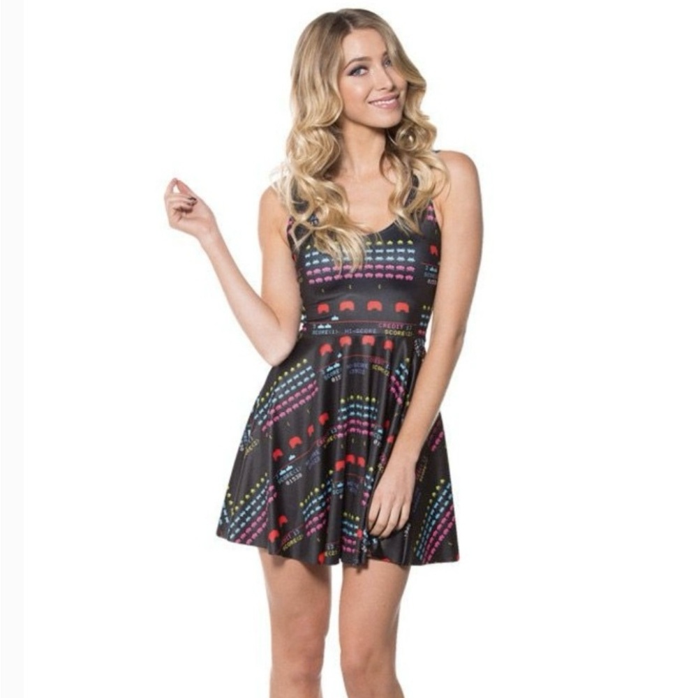 Limited Edition Blackmilk DISCONTINUED Space Invaders Skater Dress. NEW
